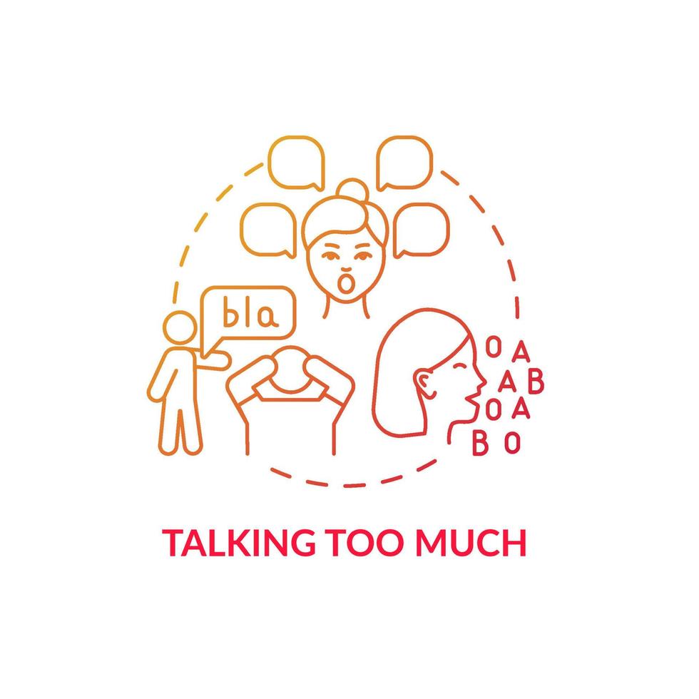 Talking too much concept icon. Hyperactive-impulsive symptom abstract idea thin line illustration. Trouble controlling responses. Speaking too quickly. Vector isolated outline color drawing