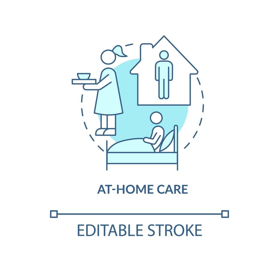 At home care blue concept icon. Pneumonia treatment abstract idea thin line illustration. Home quarantine. Treating seasonal respiratory illness. Vector isolated outline color drawing. Editable stroke