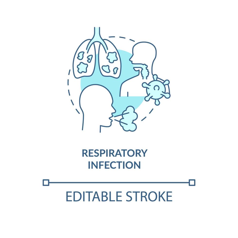 Respiratory infection blue concept icon. Pneumonia risk factor abstract idea thin line illustration. Chronic lung disease. Caused by viruses. Vector isolated outline color drawing. Editable stroke