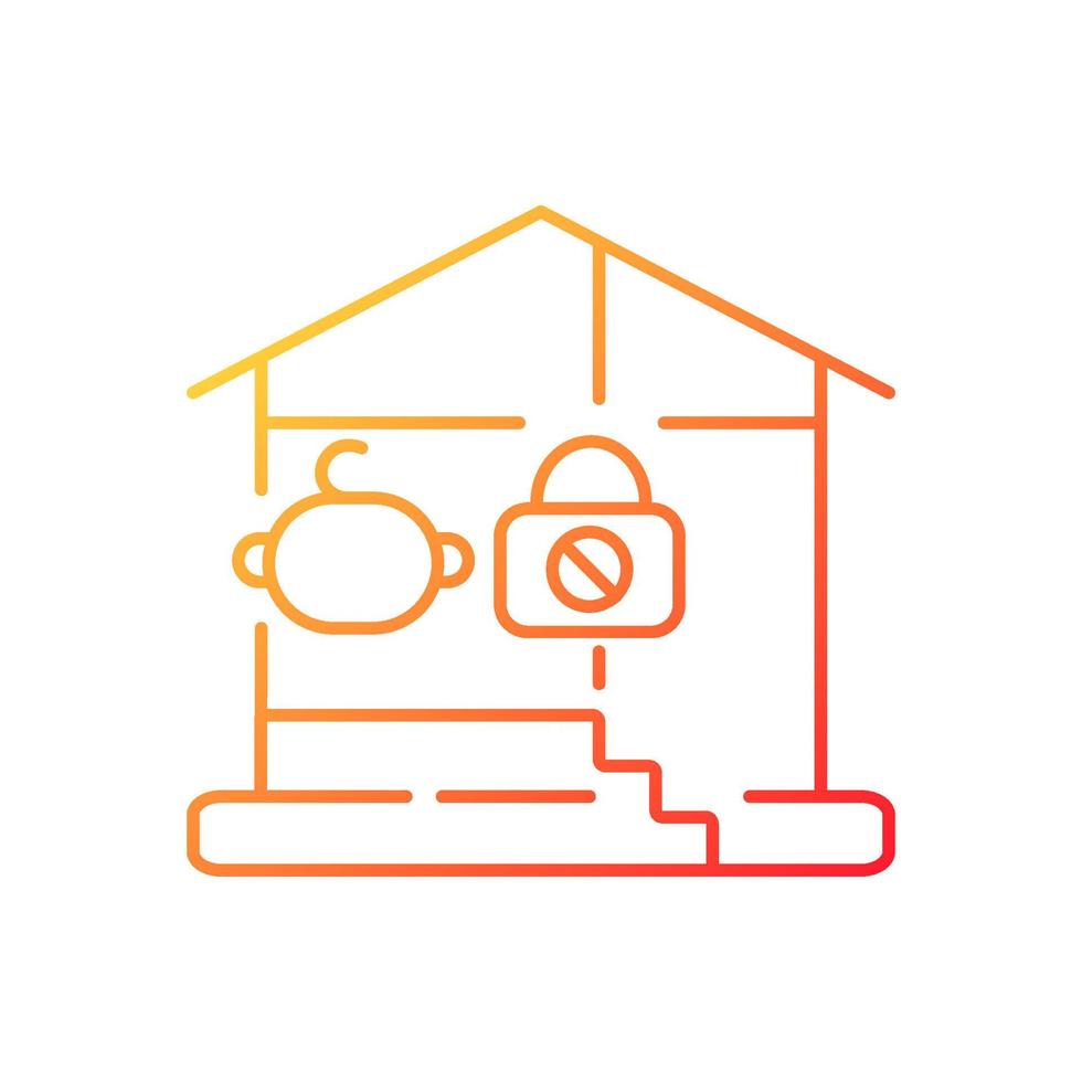 Lock basement door gradient linear vector icon. Child safety. Baby falling and trauma prevention. Childproof home. Thin line color symbol. Modern style pictogram. Vector isolated outline drawing