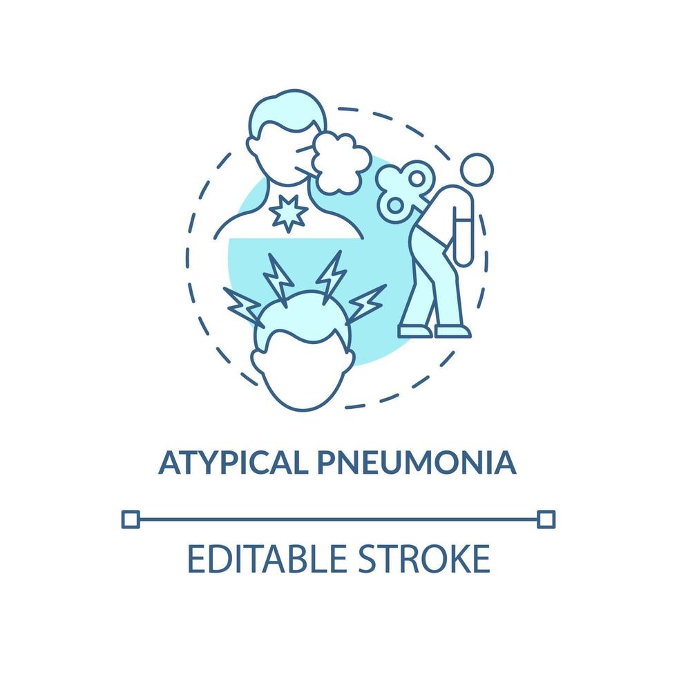 Atypical pneumonia blue concept icon. Pulmonary inflammation type abstract idea thin line illustration. Fatigue and cough. Walking pneumonia. Vector isolated outline color drawing. Editable stroke