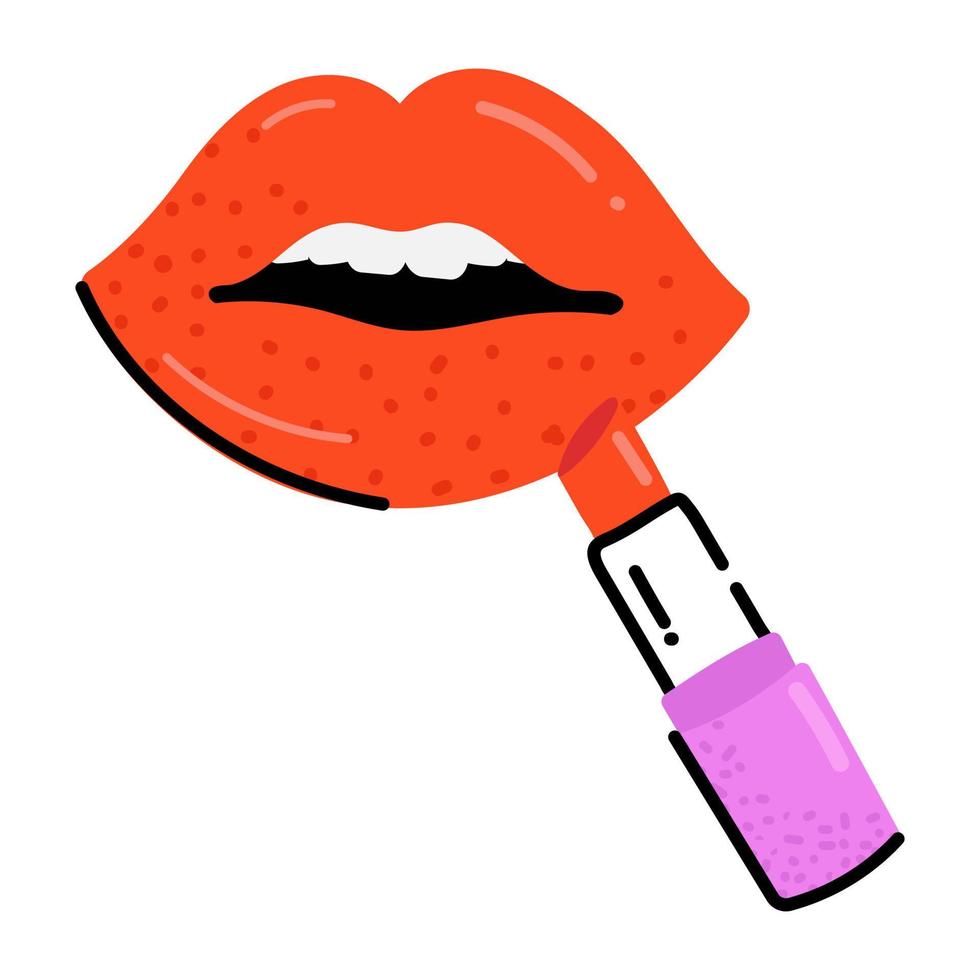 accesorio de maquillaje para damas, ícono plano de lápiz labial vector