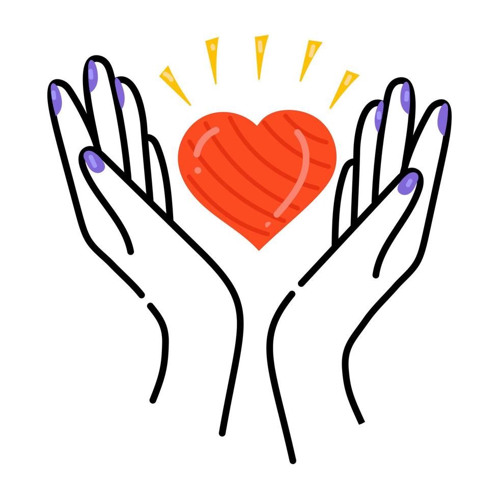 Female hands making heart, flat icon of love gesture vector