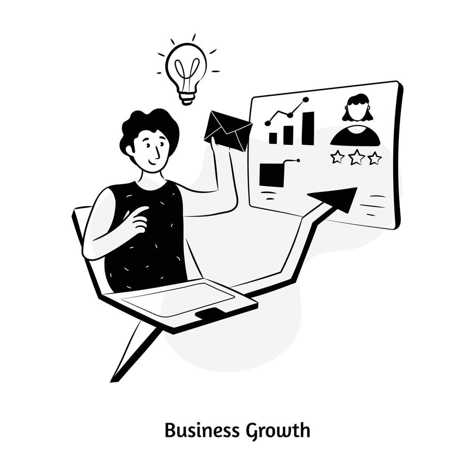 Hand drawn illustration of business growth vector