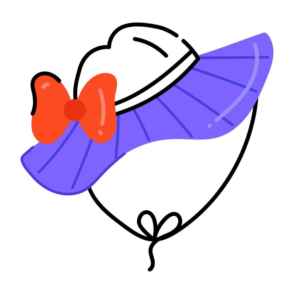 A beautiful cap with bow, flat icon of female hat vector