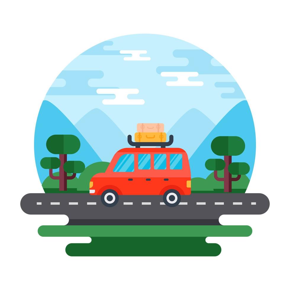 Catch a sight of this beautiful flat illustration of travel landscape vector