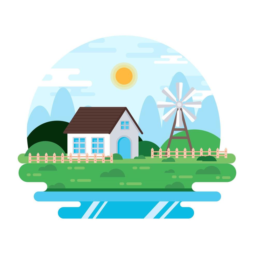 A premium flat illustration of cottage is up for use vector