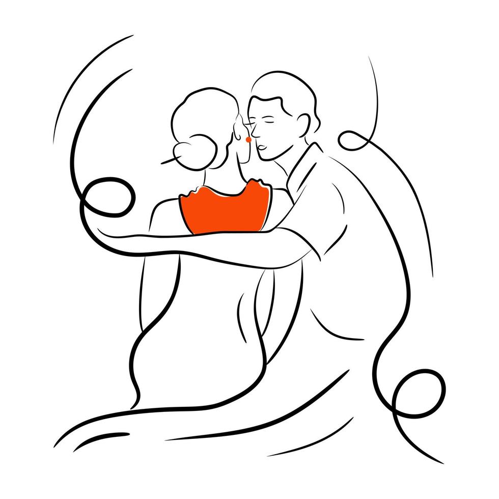 A captivating hand drawn illustration of newlyweds vector