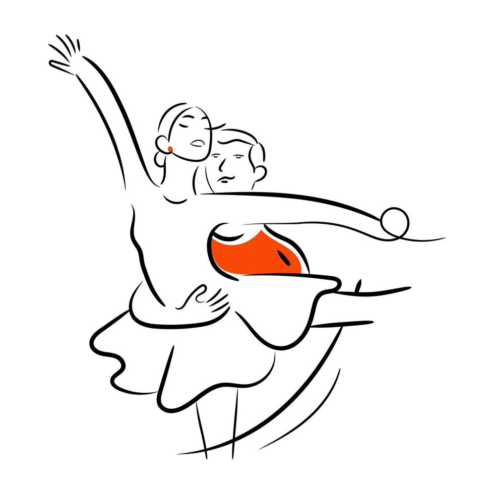 Romantic ballet dance, trendy hand drawn illustration vector