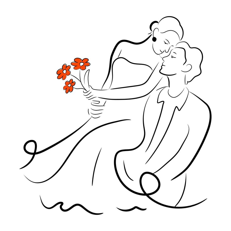 A beautiful hand drawn illustration of married couple vector