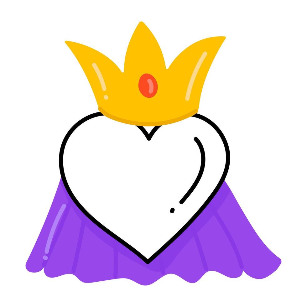 Heart with crown, flat icon of precious love vector