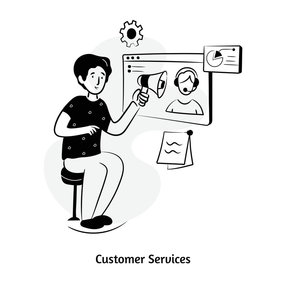 Download hand drawn illustration of customer services vector