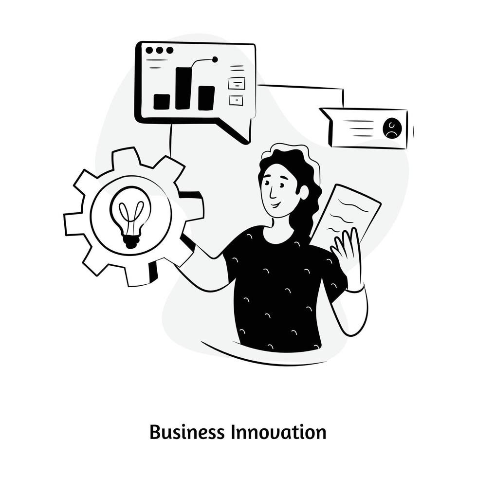 Light bulb and chart, hand drawn illustration of business innovation vector