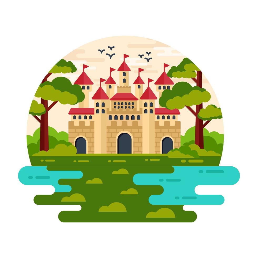 Get your hands on this beautiful castle landscape vector