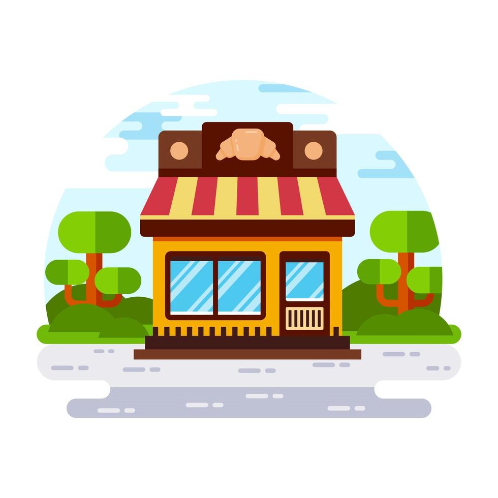 descargar mini ilustración premium de panadería, vector plano