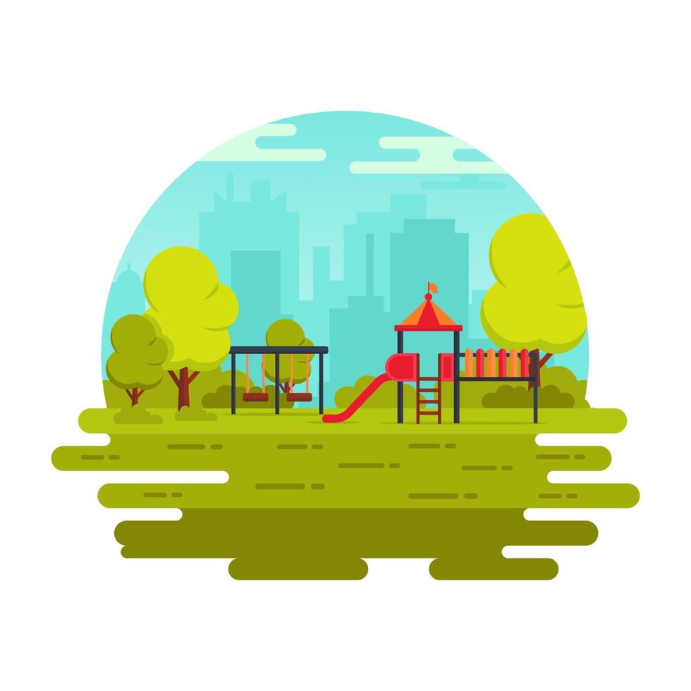 una ilustración plana de moda del patio de recreo, vector editable