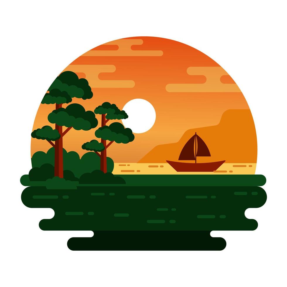 Catch a sight of this beautifully designed night landscape vector