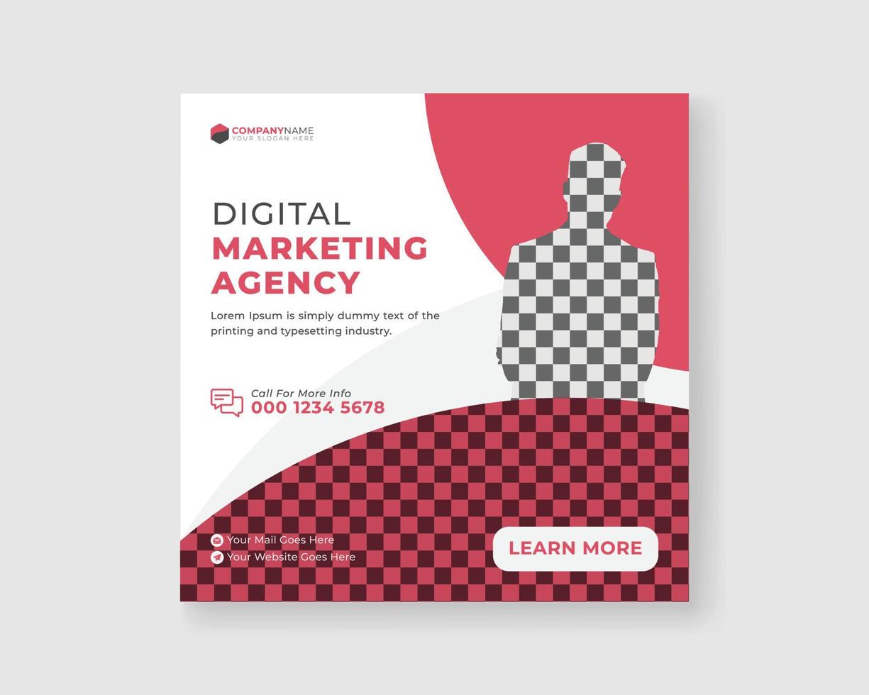 Digital marketing agency square flyer social media post design template vector