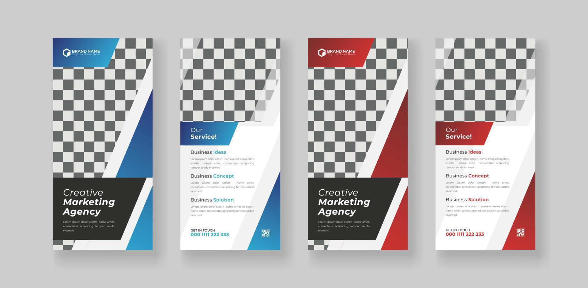 Corporate business double sided dl flyer or rack card flyer leaflet design vector