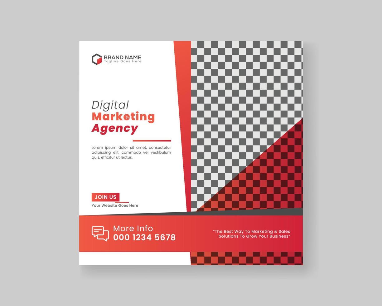 Digital marketing agency square flyer social media post design template vector