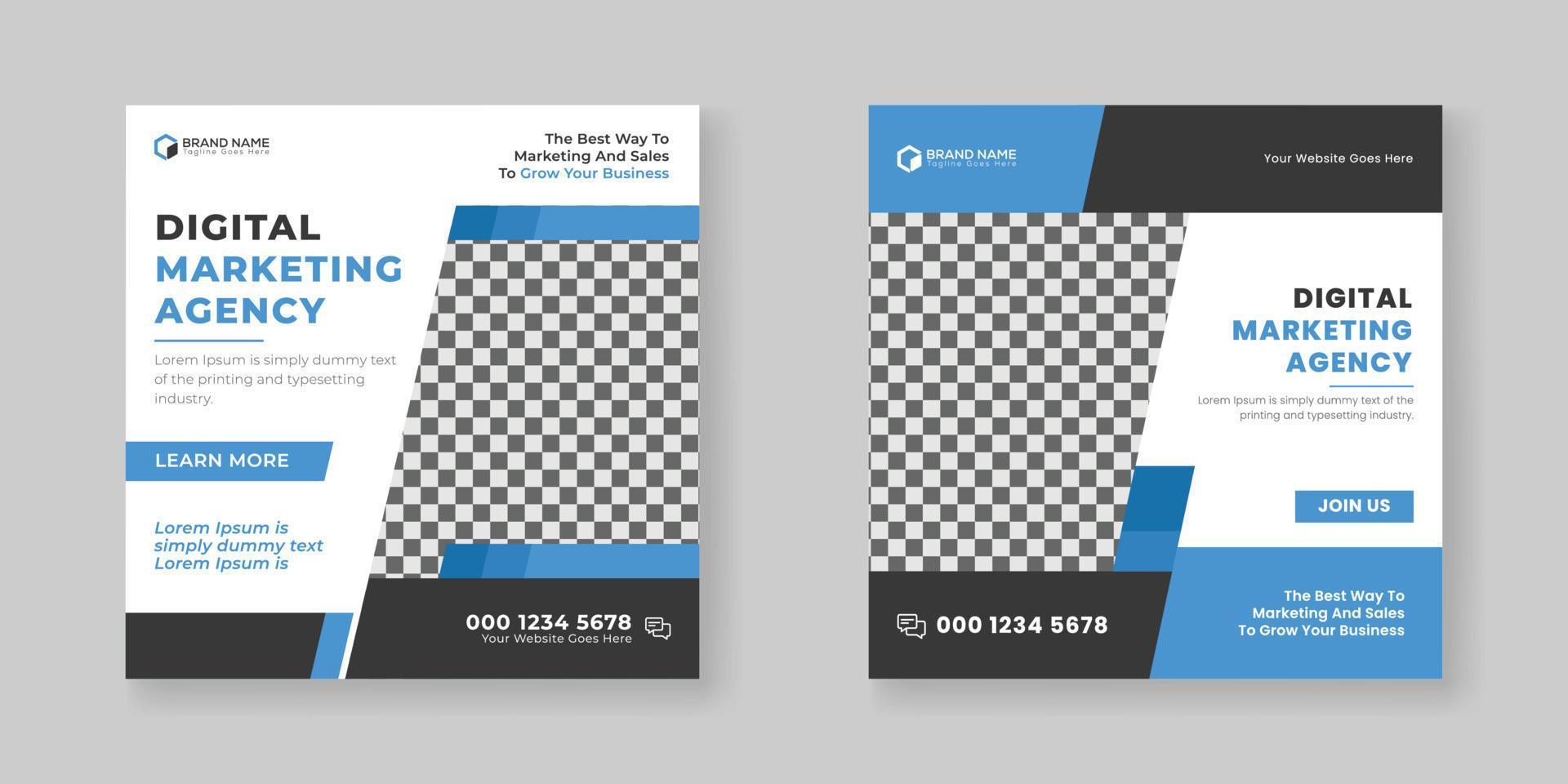 Digital marketing agency square flyer social media post design template vector