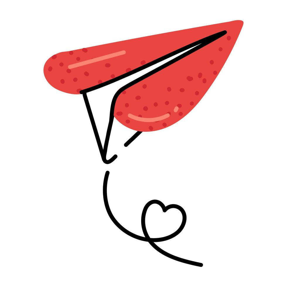 Paper plane with heart, concept of sending love flat icon vector