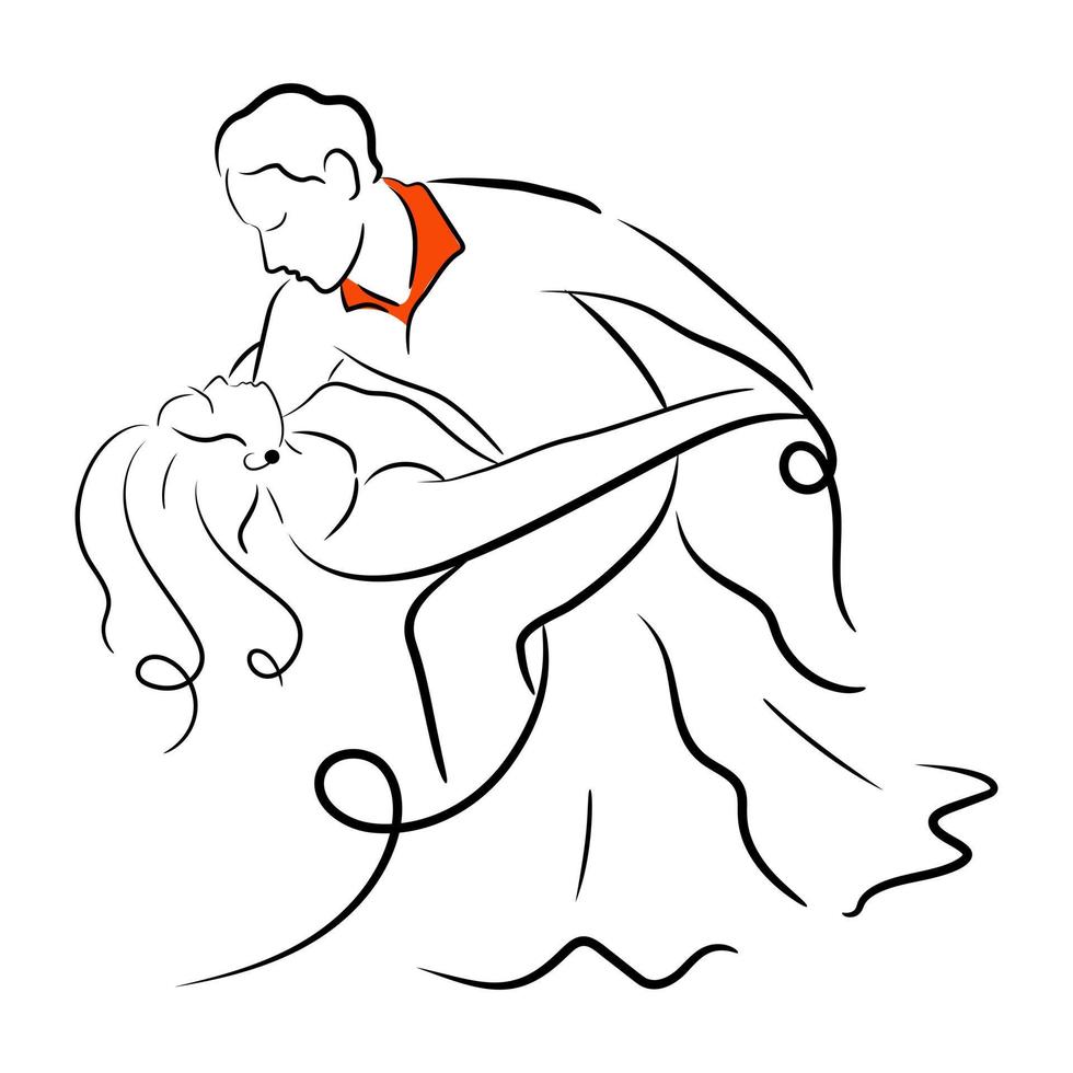 A beautiful hand drawn illustration of married couple vector