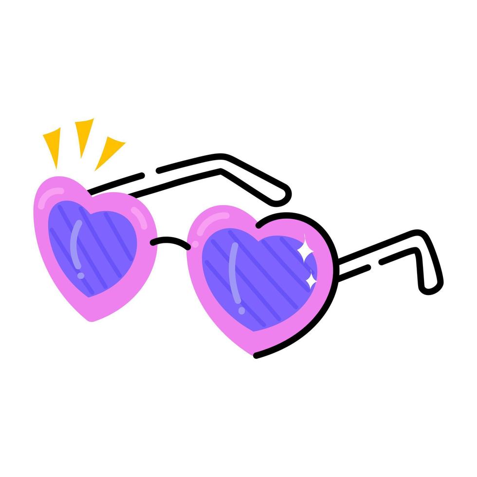 un icono plano bien diseñado de gafas de corazón vector