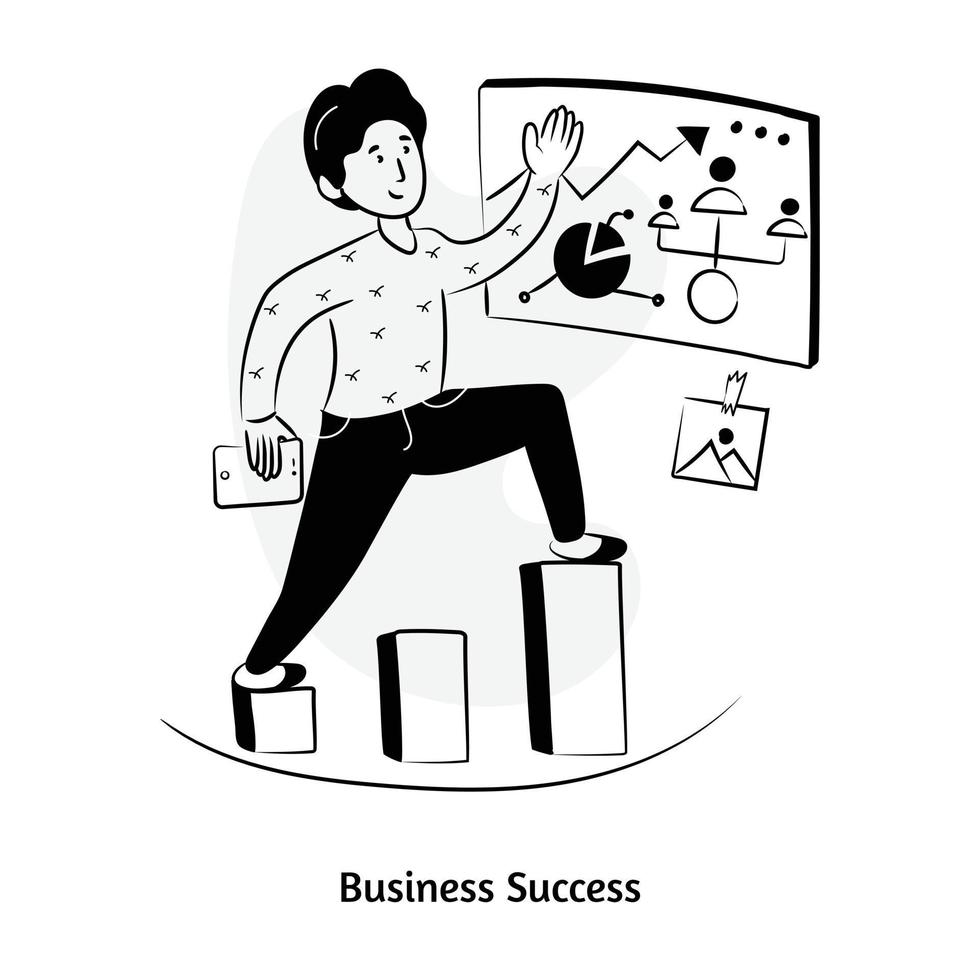 A trendy hand drawn illustration of business success is up for premium use vector