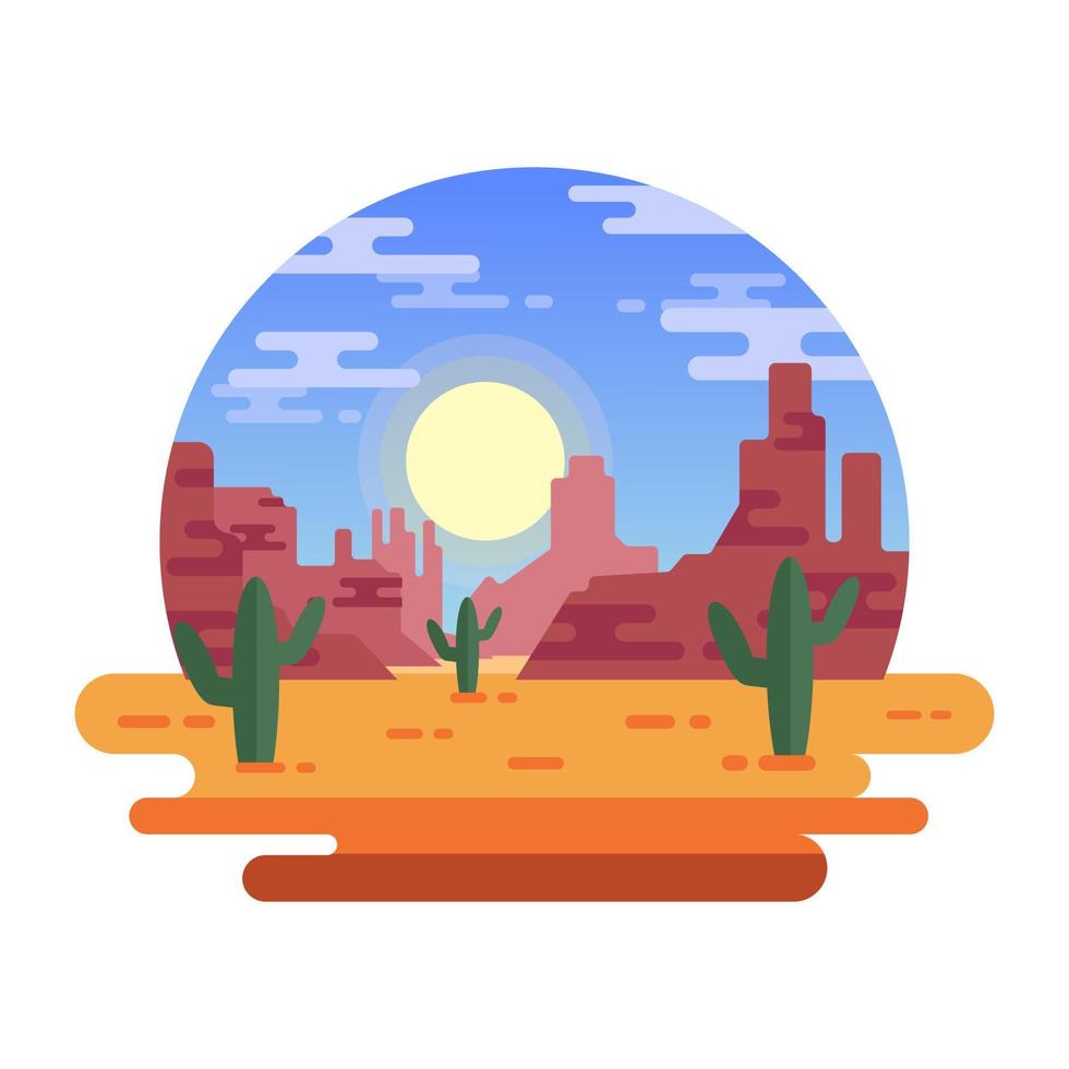 una ilustración plana de moda del desierto salvaje vector