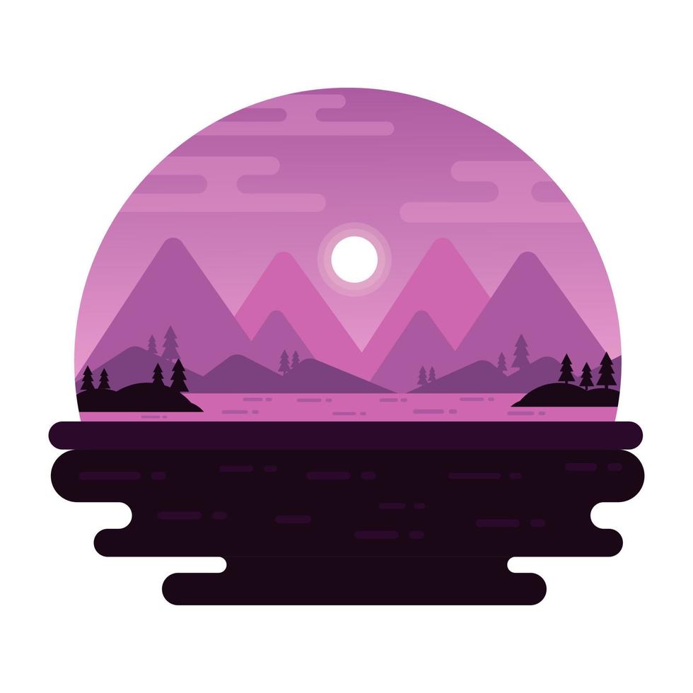 Flat design of riverside landscape is ready for use vector