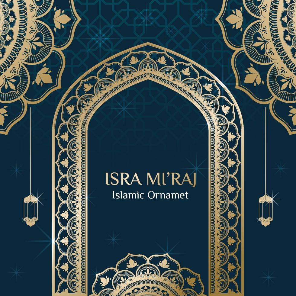 Islamic ornament gold square background design vector