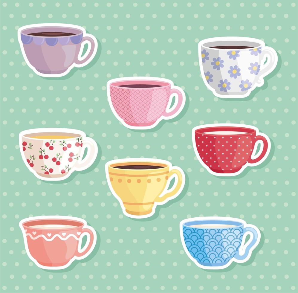 cute ceramic cups vector