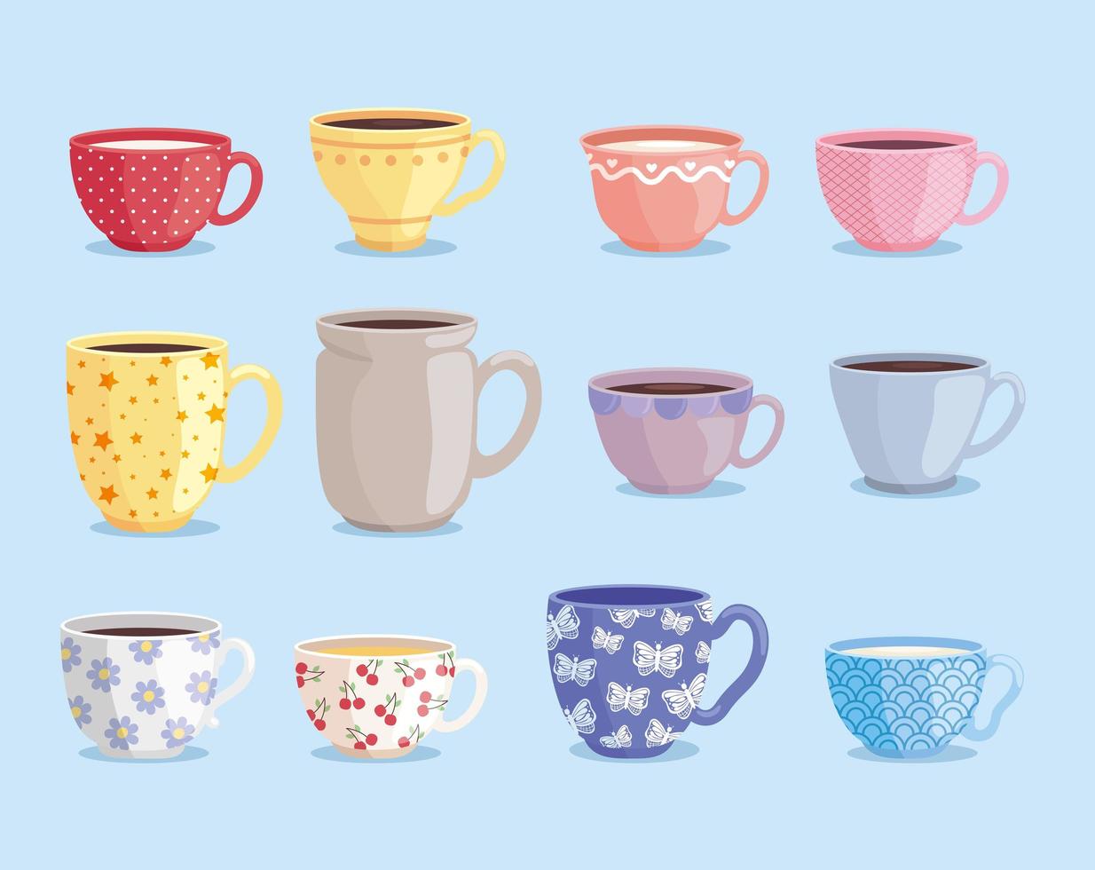 cups ceramic with decoration vector