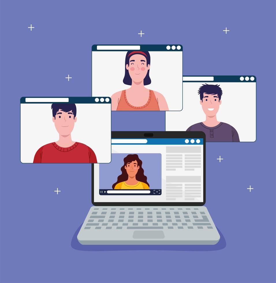 video conference in laptop vector