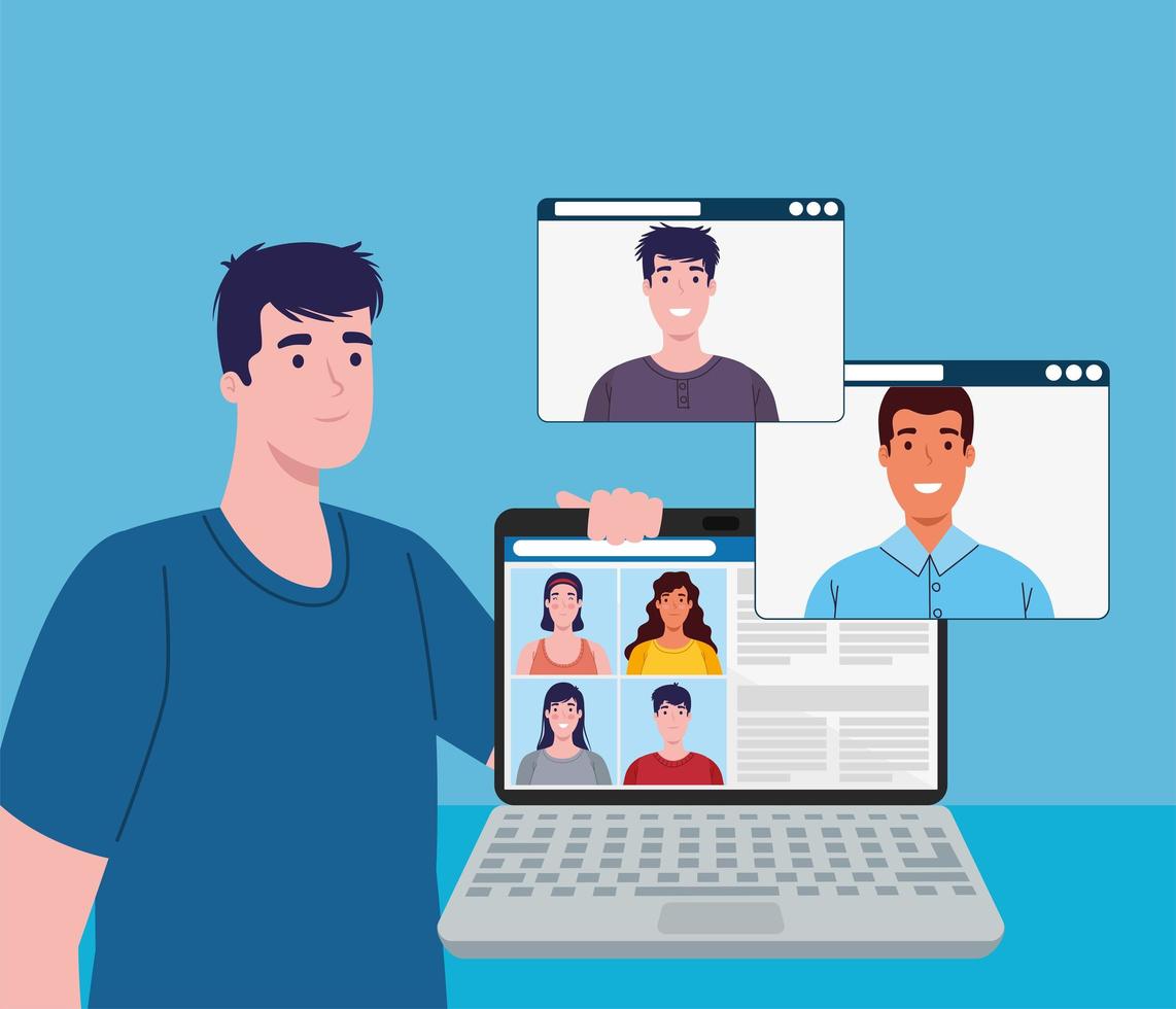 person in video conference vector