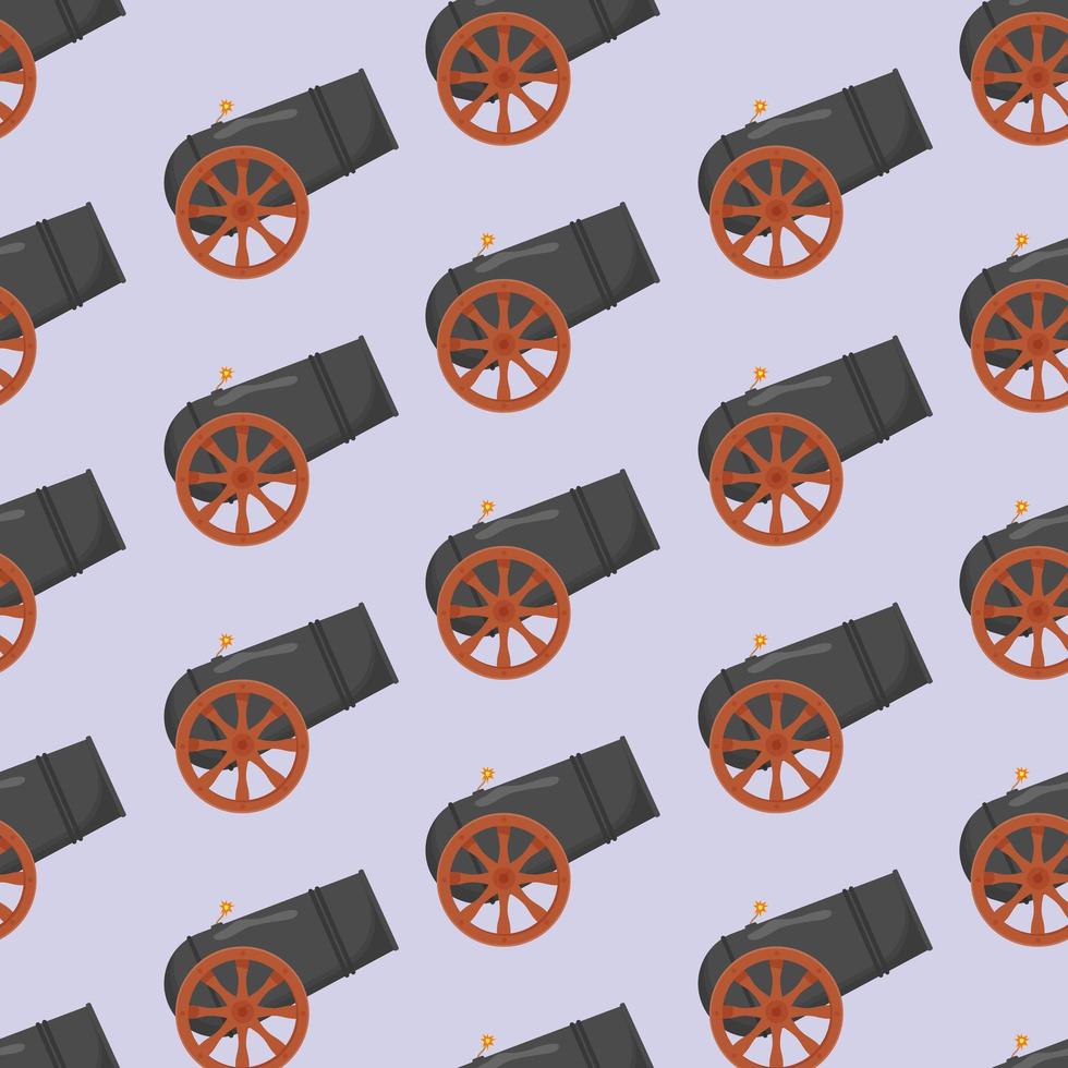Ancient cannon seamless pattern. Flat vector illustration