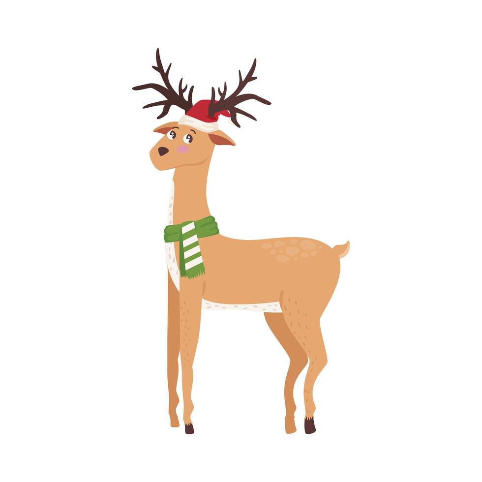 reindeer with santa hat vector