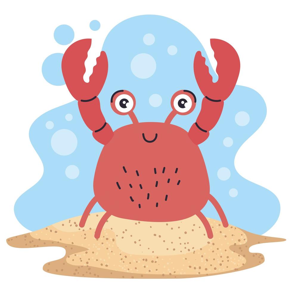 cute crab sealife scene vector