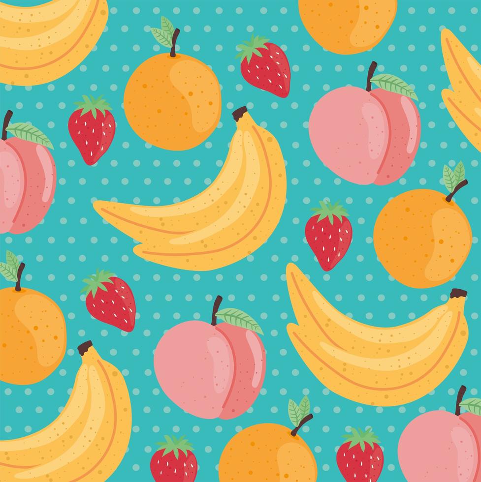 fruits delicious in pattern vector