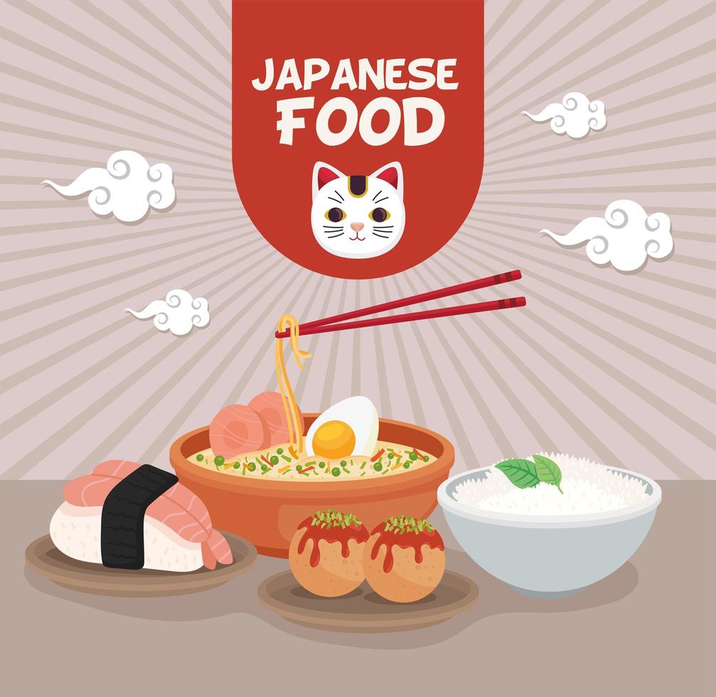 cartel con comida japonesa vector