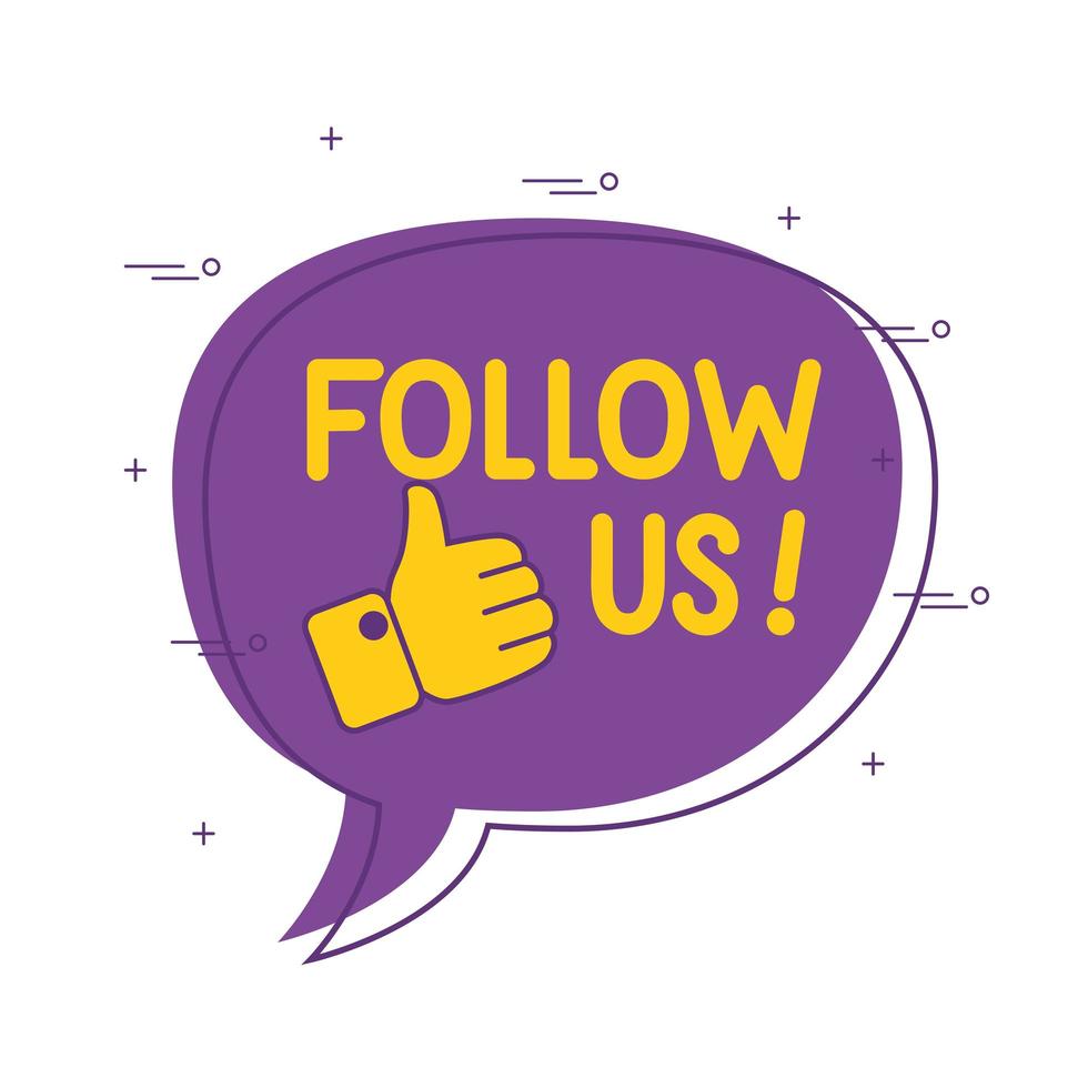 bubble with follow us vector
