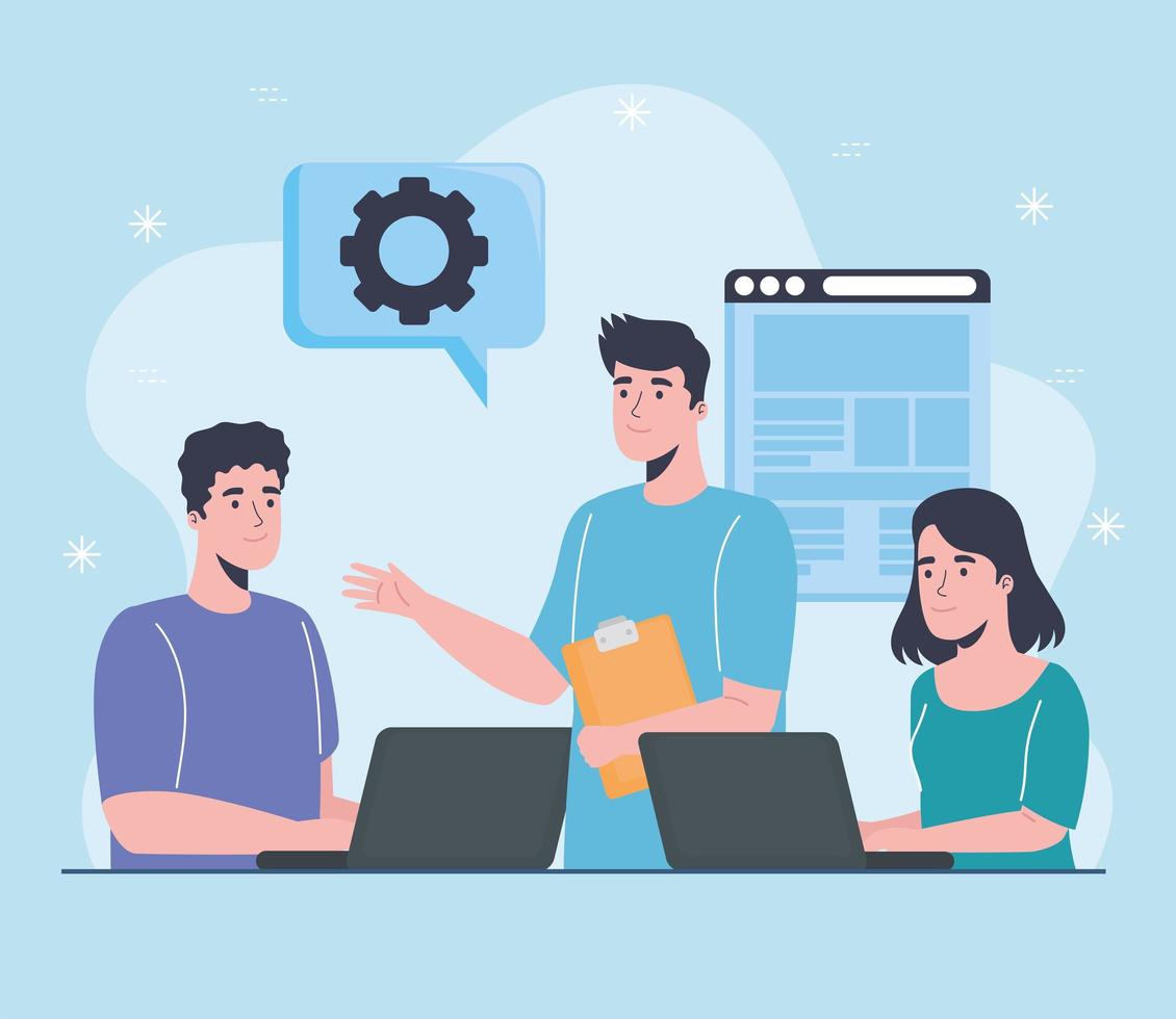 business persons with laptops vector