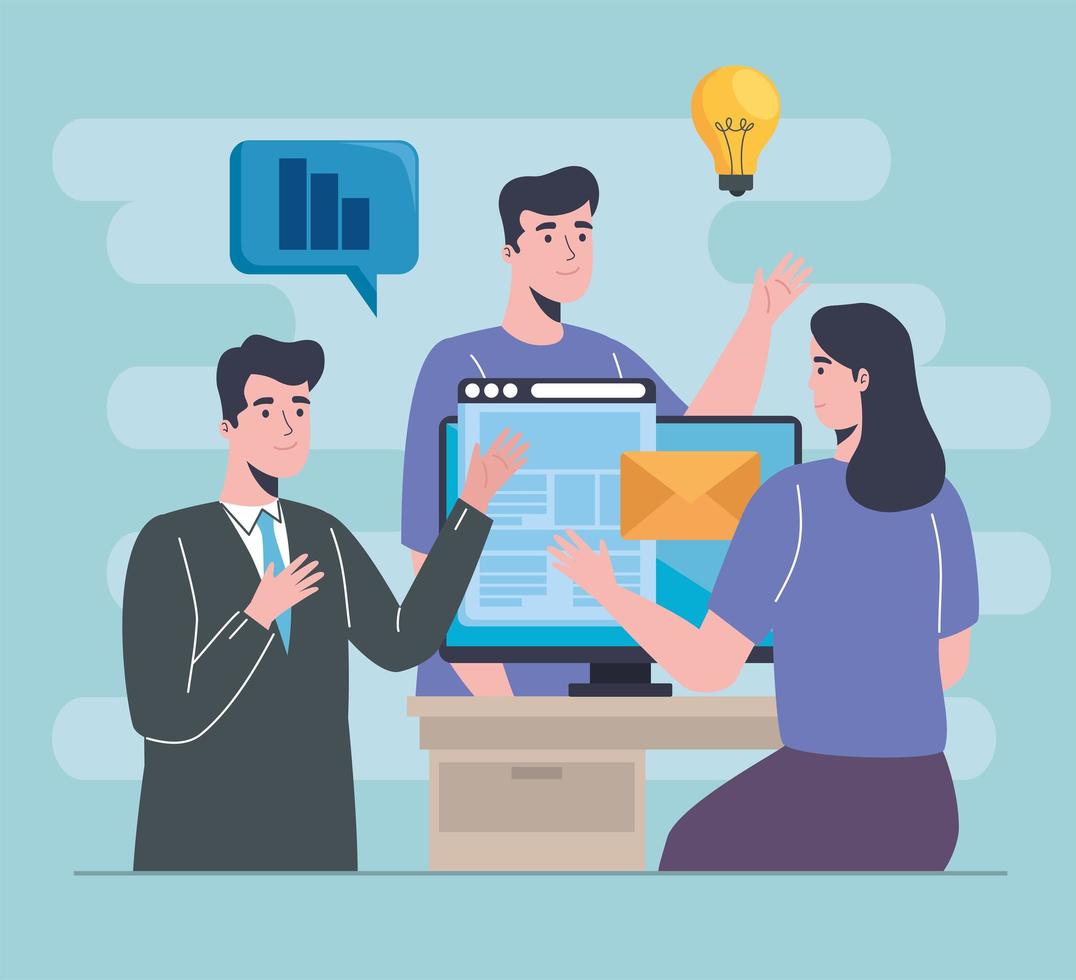 business persons with desktop vector