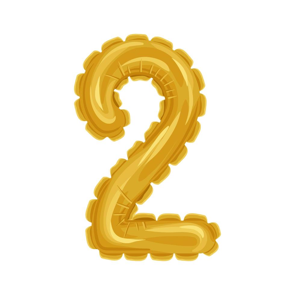 golden 2 number icon vector