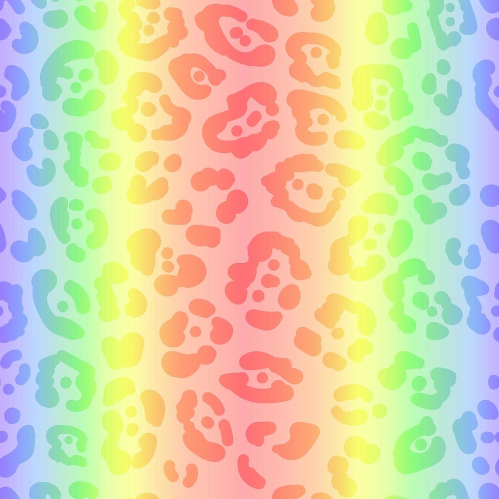 Neon leopard seamless pattern. Bright colored spotted background. Vector rainbow animal print.