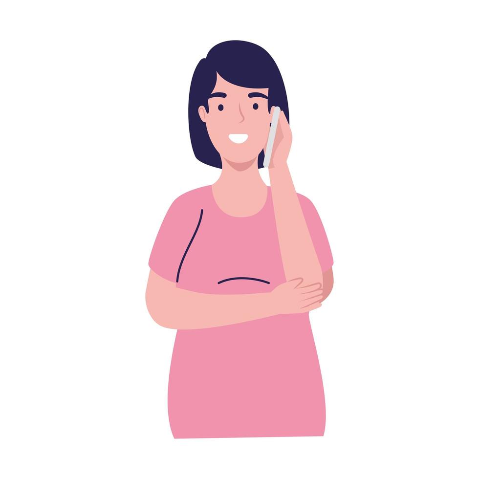 female talking phone vector