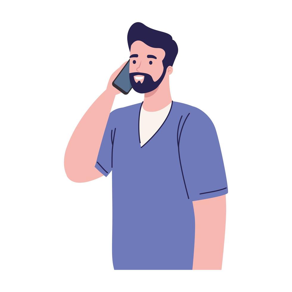 beard man talking phone vector