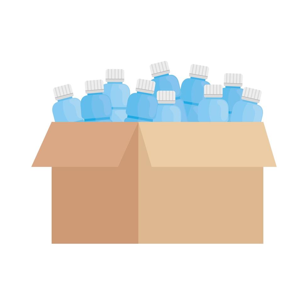 botellas de agua en caja vector