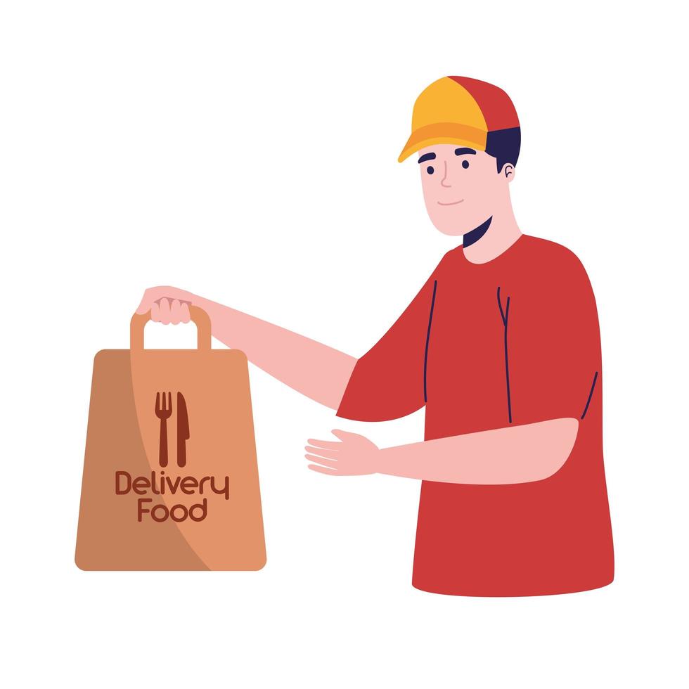 worker of delivery food vector